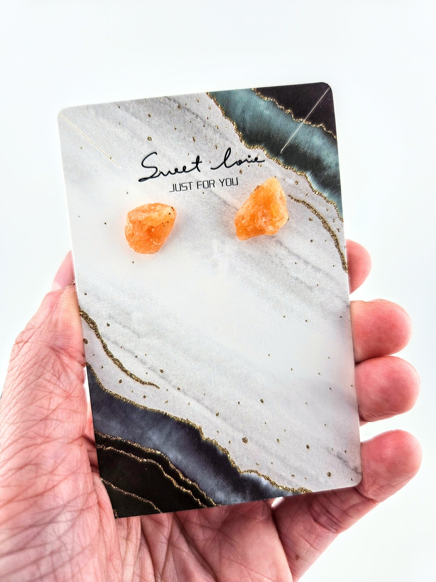 Sterling Silver Raw Orange Calcite Earrings