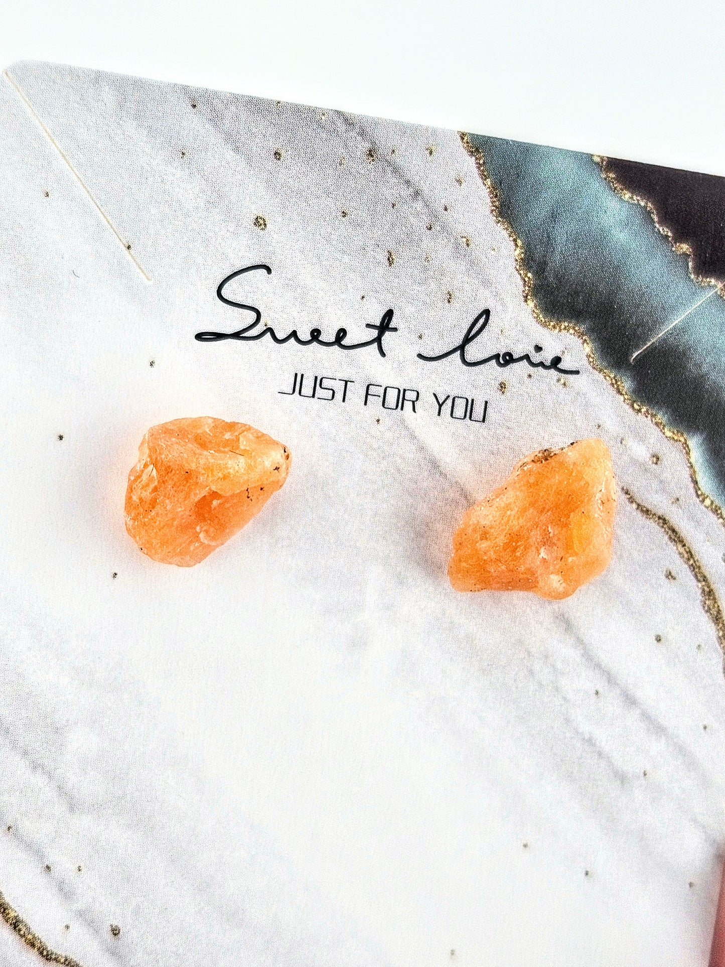 Sterling Silver Raw Orange Calcite Earrings