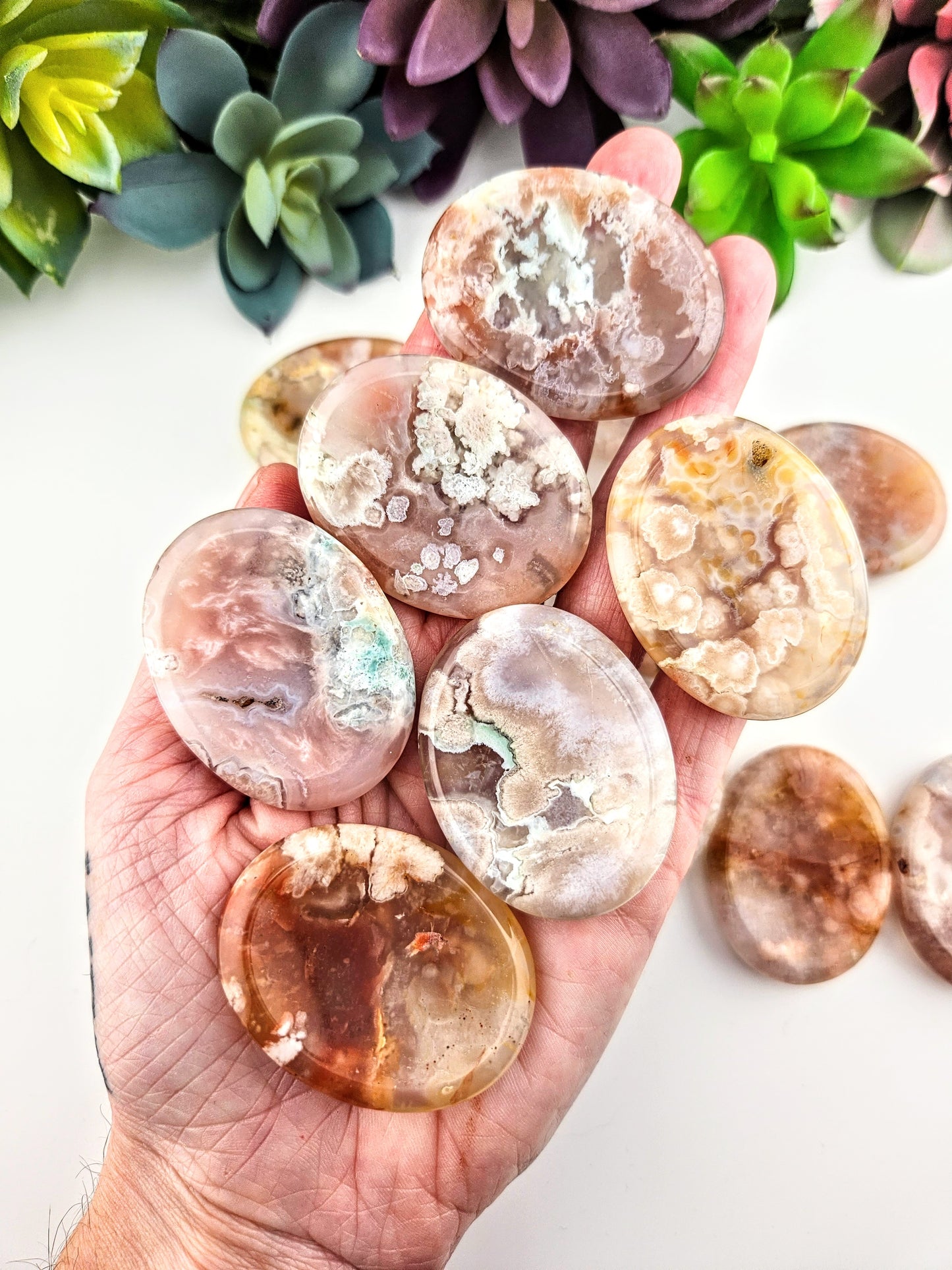 Flower Agate Worry Stone