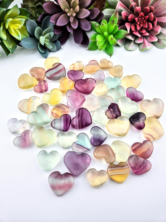 Mini Rainbow Fluorite Hearts