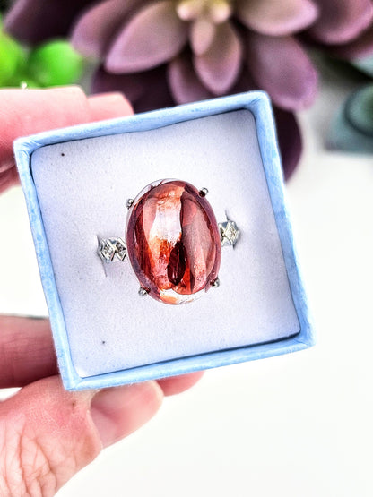 Fire Quartz Adjustable Ring