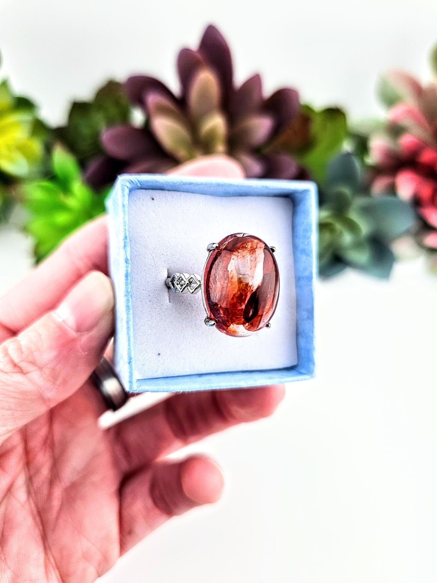 Fire Quartz Adjustable Ring