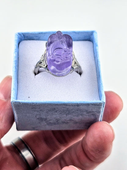 Rainbow Fluorite Pixiu Adjustable Ring