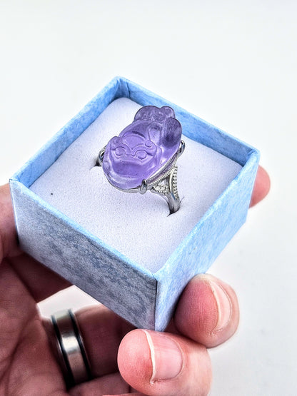 Rainbow Fluorite Pixiu Adjustable Ring