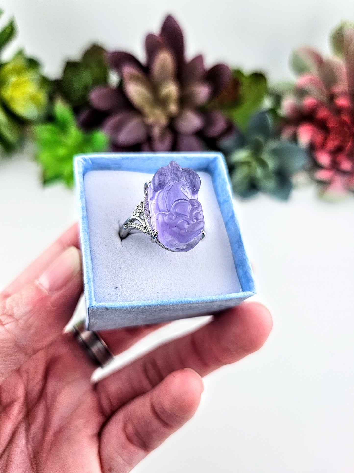 Rainbow Fluorite Pixiu Adjustable Ring