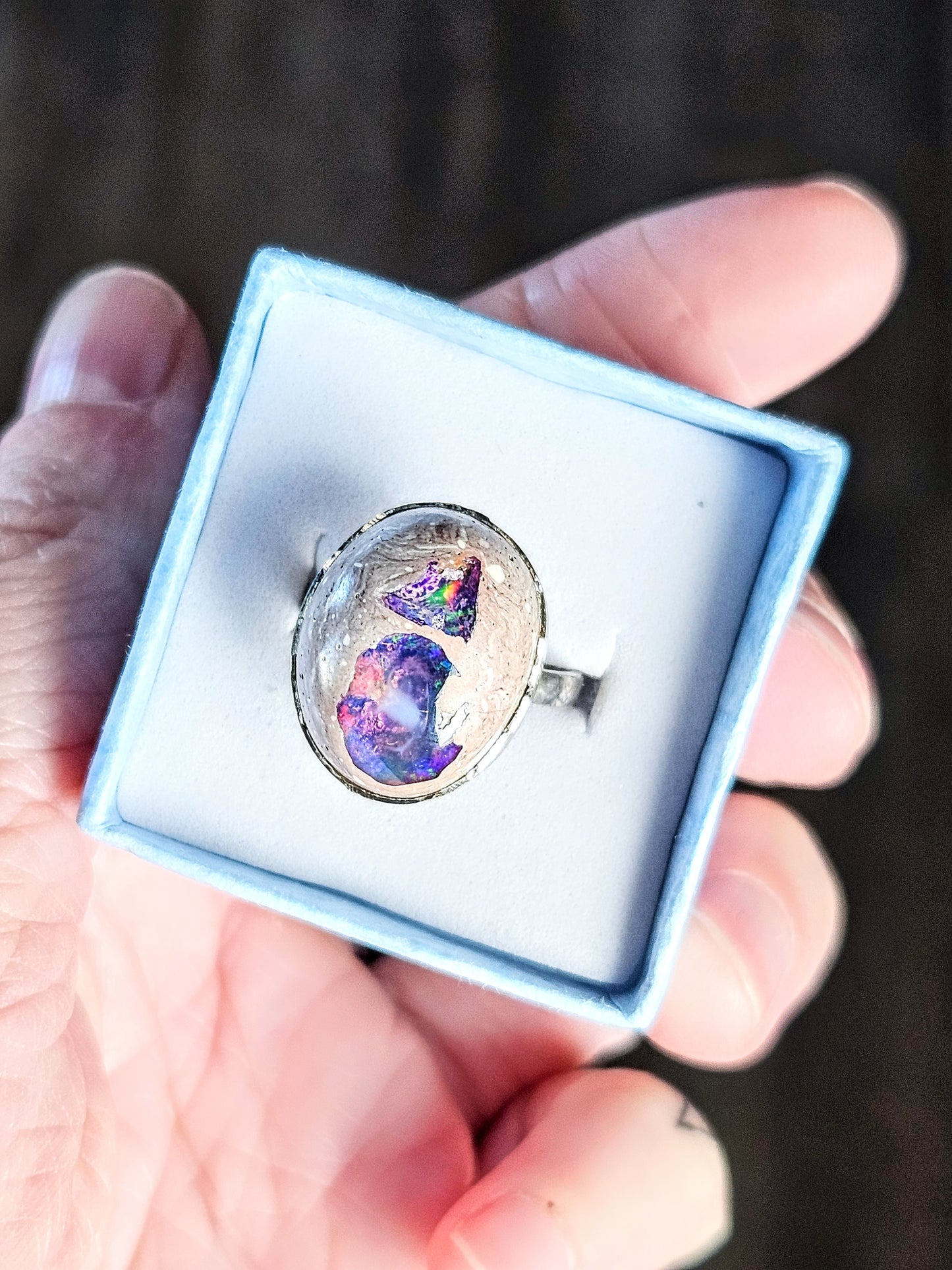 Galaxy Opal Sterling Silver Ring