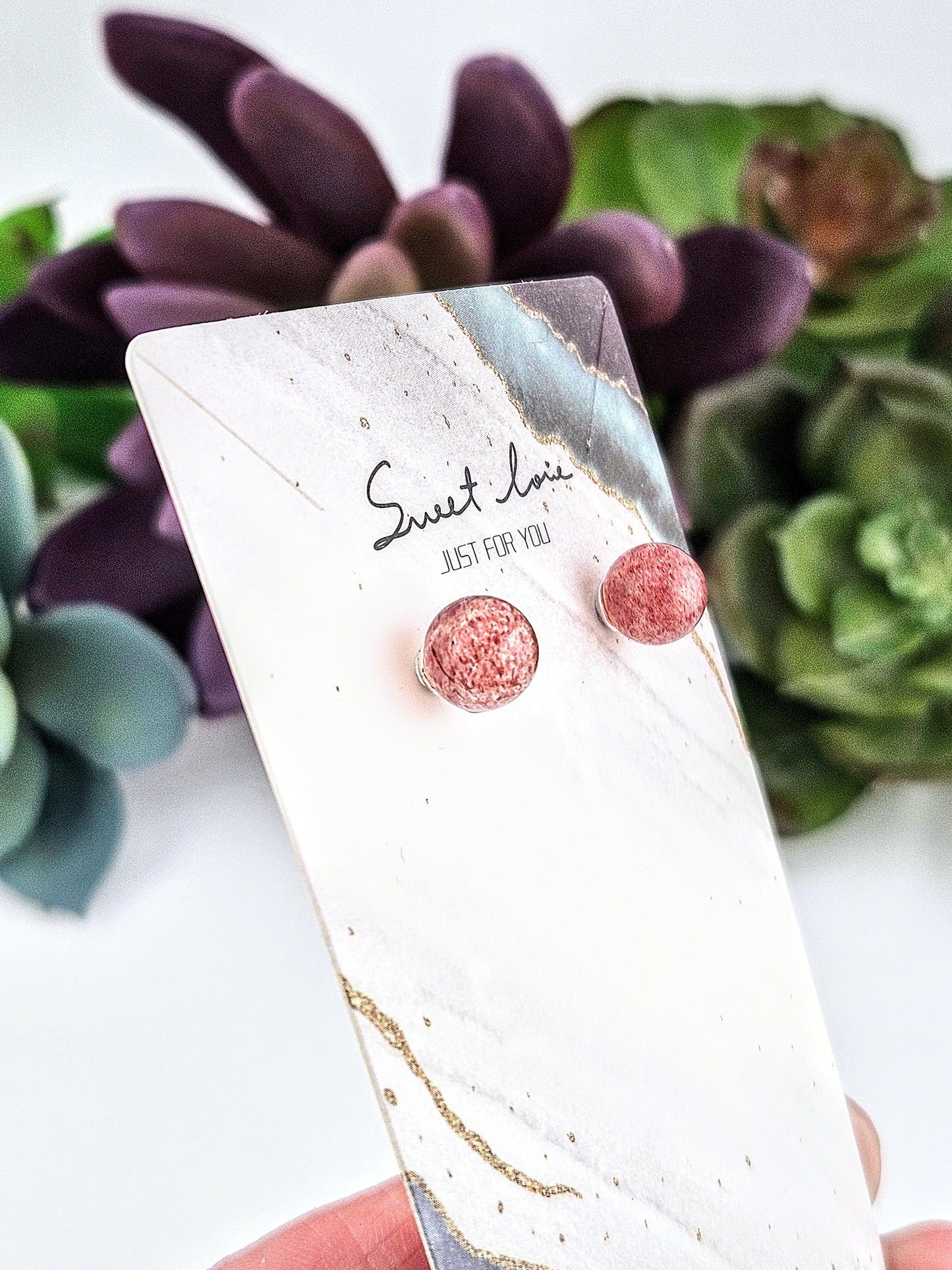 Sterling Silver Strawberry Quartz Earrings