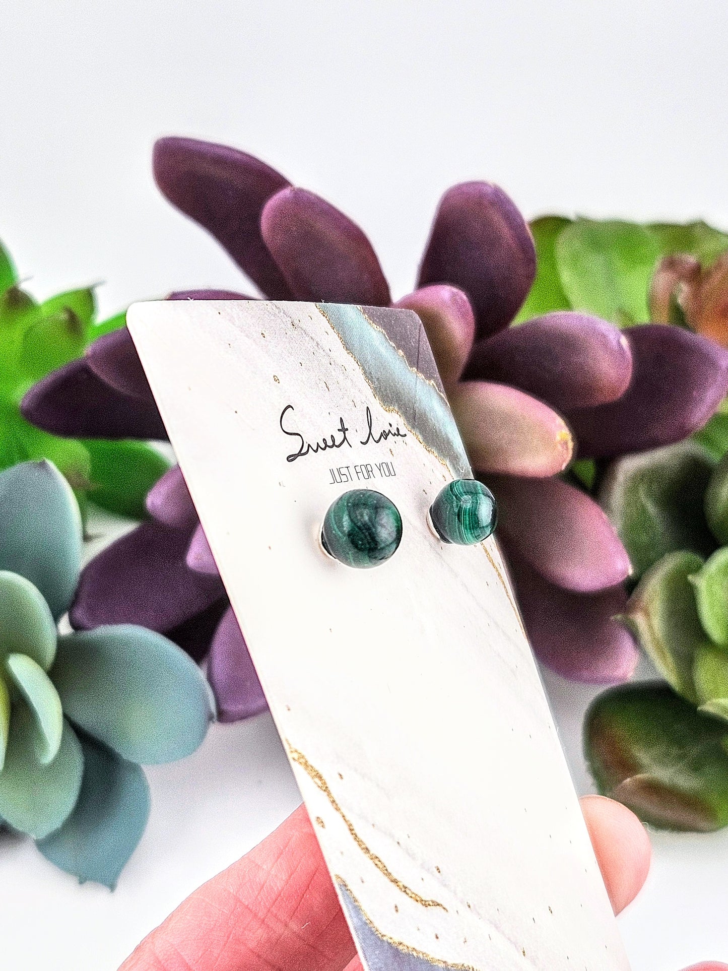 Sterling Silver Malachite Earrings