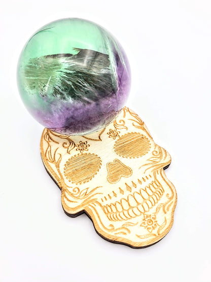 Skull Wooden Sphere Stand