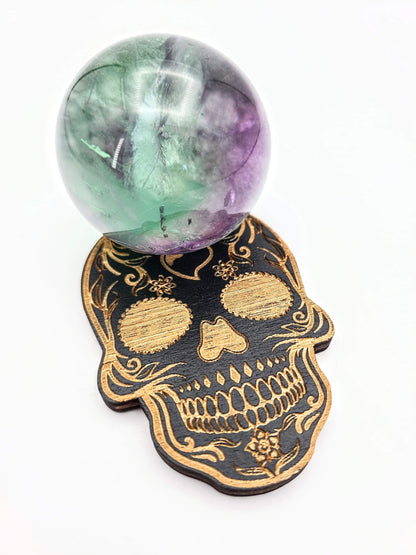 Skull Wooden Sphere Stand