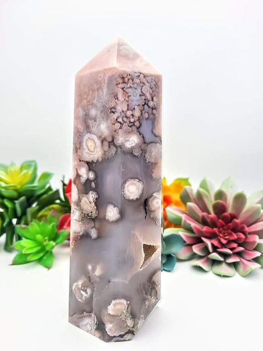 Druzy Flower Agate Tower