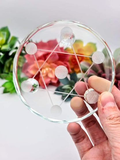 Pentagram Etched Glass Sphere Stand