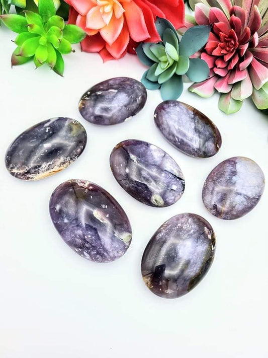 Purple Chalcedony Palm Stone