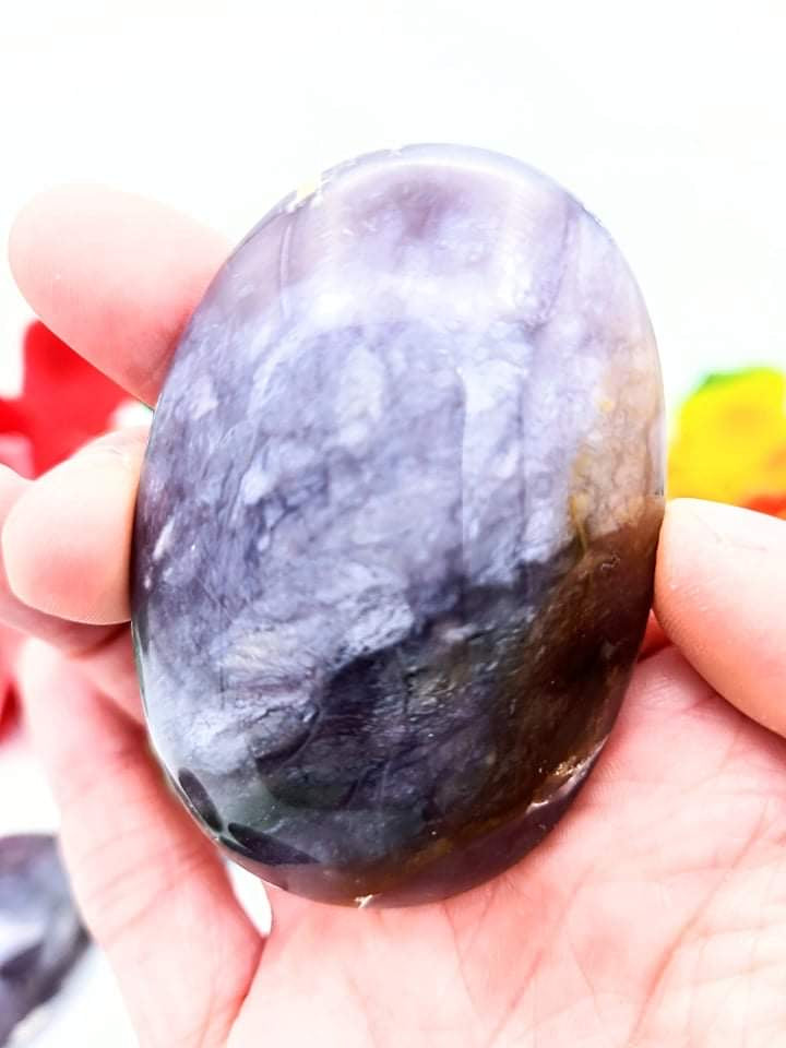 Purple Chalcedony Palm Stone